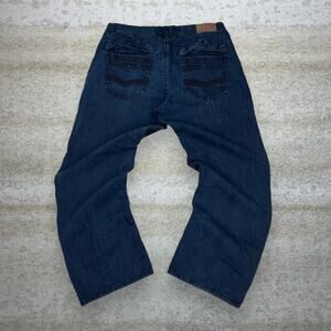 Vintage Y2K Halifax Jeans 38x32 Baggy Wide Leg Fit Dark Navy Blue Wash Skater